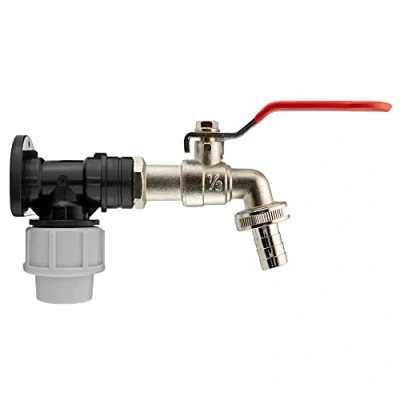 Image of Garden Watering Standpipe, 20mm mdpe Pipe Back Plate with Lever tap 1/2&quot; Hose Barb