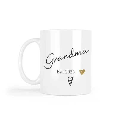 Image of UNIQUEPGIFTS Grandma to Be Gift, New Mug, Grandparents Pregnancy Announcement Gift for Grandparents, 11 Oz White Mug Set (Grandma Est. 2025 (1 Mug))