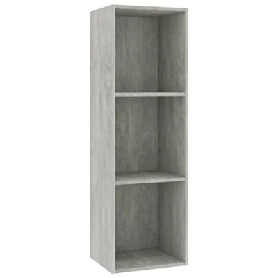 Image of vidaXL Concrete Grey Engineered Wood Book Cabinet/TV Cabinet with 3 Compartments for Living Room, Bedroom and Office