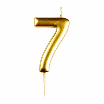 Image of amscan 9911811 Gold Numerical Candle 7