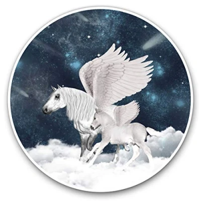 Image of Vinyl Stickers (Set of 2) 15cm Pegasus Fantasy Mythology Horse Laptop Tablet Luggage Scrapbook #16688