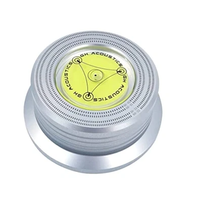 Image of Fasizi 50/60Hz Bubble Level Speed Detection Turntable LP Vinyl Disc Alloy Record Weight Stabilizer Clamp Silver