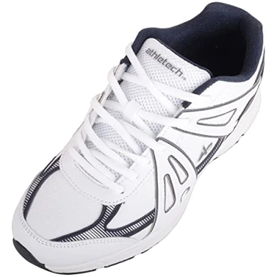Image of Mens Lace Up Breathable Mesh Round Toe Running Walking Gym Workout Trainers Sneakers (White, Numeric_6_Point_5)