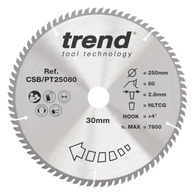 Image of Trend Laminate/HPL Circular Saw Blade 250mm x 30mm 80T