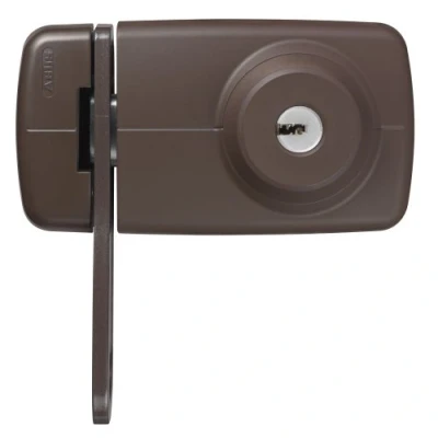 Image of ABUS 533013 7035 B Additional Door Lock with Cylinder and Stirrup on Both Sides Brown