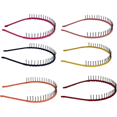 Image of Iron Wire Teeth Comb Hairband Hair Hoop Headband Headwear Accessory for Lady Girls Women,Set of 6 Pcs