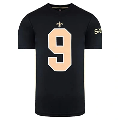 Image of Fanatics Mens NFL New Orleans Saints Drew Brees T Shirt Black Size Large