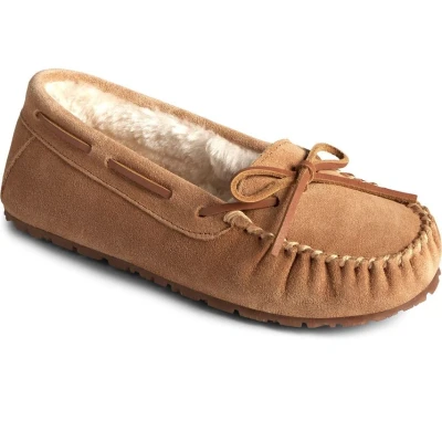 Image of Sperry Womens Reina Female Classic Ladies Slippers CINNAM Brown Leather Size UK 9