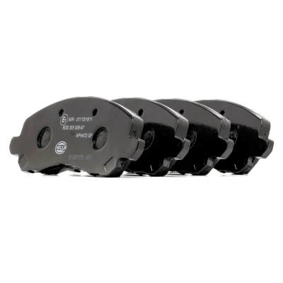 Image of 7741D866 Brake pad set HELLA 8DB 355 009 671 with acoustic wear warning MITSUBISHI: OUTLANDER 3, Lancer 7 Limousine, ASX Off Road