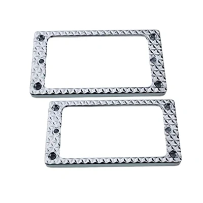 Image of Guyker Metal Flat Humbucker Cover, Pickup Mounting Ring Set Bridge Neck Pickups Frame Replacement Part for Electric Guitar or Precision Bass(2PCS, PR009 Chrome)