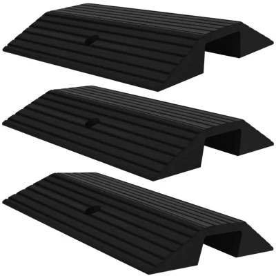 Image of vidaXL Bridge Threshold Ramps 3 pcs 49x40x8 cm Rubber