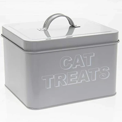Image of Lesser &amp; Pavey Sweet Home Cat Treats Tin Grey, h20cm