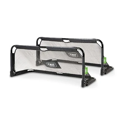 Image of EXIT Toys Panna Steel Football Goal Foldable Set of 2 Compact, Light &amp; Moveable Fine Mesh Net Sleek Black Design Train Your Skills 5x2ft