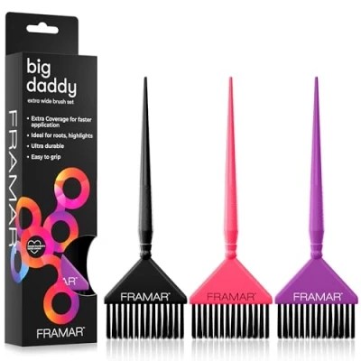 Image of FRAMAR Big Daddy Paint Set with 3 Brushes, Hog and synthetic hair, Purple, Count (Pack of 1)