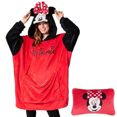 Image of Disney Stitch Blanket Hoodie Adults 2 in 1 Oversized Fleece Baby Yoda Minnie Mouse Gifts (Green Yoda)