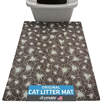 Image of Drymate Original Cat Litter Mat, Contains Mess from Box, Protects Floors, Urine Proof, Machine Washable, Soft on Kitty Paws, Absorbent, Waterproof (USA Made, Recycled Content) (20x28)(Kahopo Grey)