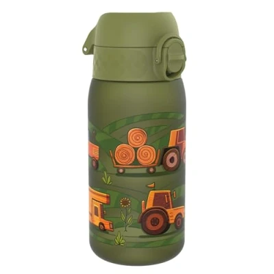 Image of ION8 Kids Water Bottle,350 ml/12 oz, Leak Proof, Easy to Open, Secure Lock, Dishwasher Safe, BPA Free, Carry Handle, Hygienic Flip Cover, Clean, Odour Carbon Neutral, Green,Farming Machines