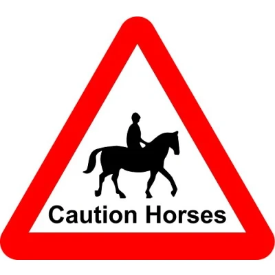 Image of Caution horses safety sign 3mm Aluminium 300mm x