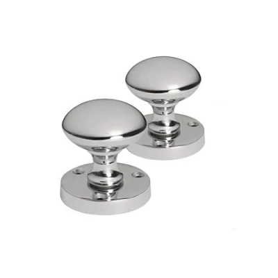 Image of Golden Grace Chrome Mortice Sprung Door Knob Set Pack Pair