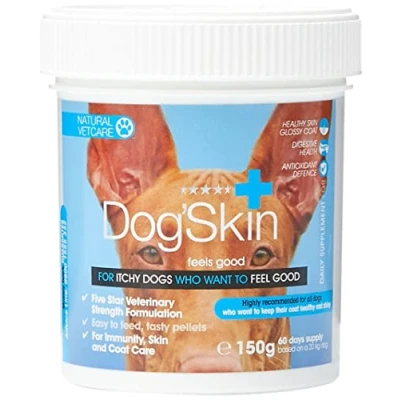 Image of Natural VetCare Dog&#039;Skin Veterinary Strength Skin and Coat Supplement for Itchy Dogs, 150 g (Pack of 1)