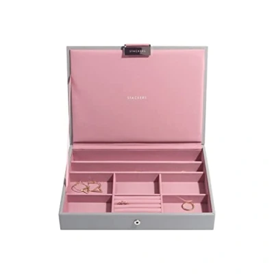 Image of Stackers Dove Grey with Antique Rose Classic Medium Jewellery Box Lid
