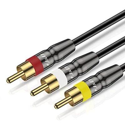 Image of J&amp;D 3RCA to Cable, Gold Plated Connect Joint RCA Cable Heavy Duty Copper Shell 3 Male Stereo Audio 0.9 Meter
