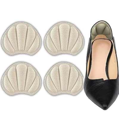 Image of 2 Pairs Heel Pads, Cushion Pads Self Adhesive,Anti Slip Inserts Shoe Size Reducer Foot Cushions for Women Men Most Shoes (Beige)