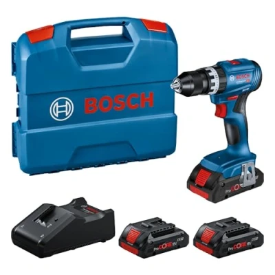 Image of Bosch Professional 18V System Cordless Impact Drill Driver GSB 45 (rotational Speed of 1,900 RPM, incl. 3X 4.0 Ah ProCORE Batteries, Charger GAL 40, in L Case)
