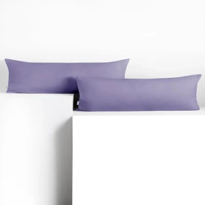 Image of DecoKing 2 Pillowcases 40 x 145 cm Jersey 100% Combed Cotton Zip Lavender Amber