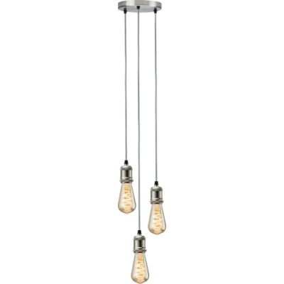 Image of KnightsBridge CALLA 230V E27 Vintage 3 Light Pendant Brushed Chrome