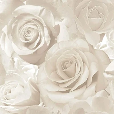 Image of Muriva Madison Glitter Pearl Wallpaper 139524 Flower Floral Large Roses Cream