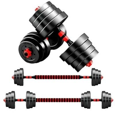 Image of Strongway® Adjustable Dumbbell Set 20KG 30KG 40KG SETS 2 in 1 Dumbbells/Barbell Free Weights with Connecting Rod Weight Lifting Dumbbell/Barbell for Home Gym (30)
