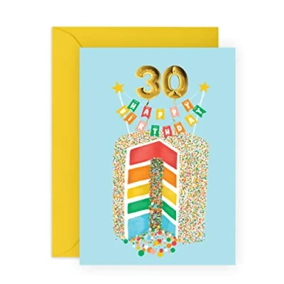 Image of Central 23 30th Birthday Card For Women Daughter Rainbow Cake Happy Cards Her Comes With Fun Stickers Made In UK