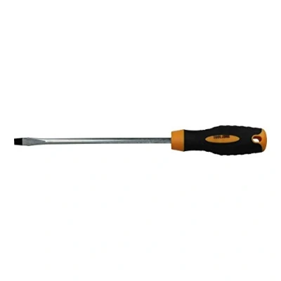 Image of 8mm Flat Head Slotted Blade Screwdriver Magnetic Tip 200mm Rubber Handle