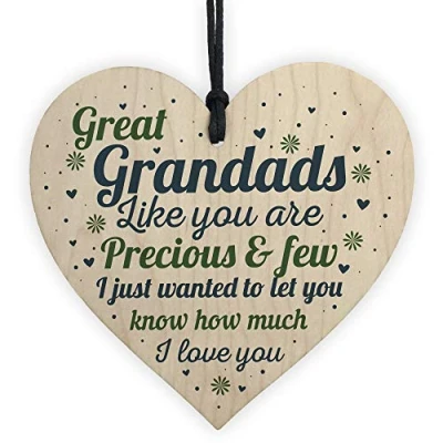 Image of Red Ocean Great Grandad Card Birthday Christmas Gifts Wooden Heart Ornament Grandparent