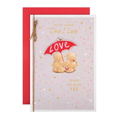 Image of Hallmark Valentine&#039;s Card for One I Love Forever Friends &amp; Umbrella Design