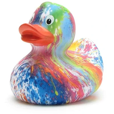 Image of Rainbow Bath Duck I Squeaky L: 9 cm Includes Keyring in Set