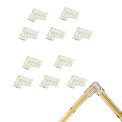 Image of Boarda L Shape COB LED Strip Connectors,10Pcs 2 Pin 10mm Light Connectors Gapless Solderless for Lights (10MM, 90 Click Connector)