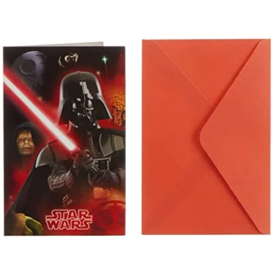 Image of Unique Party 71967 Heroes and Villains Star Wars Invitations, Pack of 6
