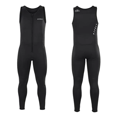 Image of Osprey Mens 3mm Long John Sleeveless Wetsuit with Front Zip and Ergonomic Panelling Non Sleeve Watersport Paddleboarding Sailing Suit