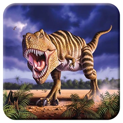 Image of 3D LiveLife Cork Coaster Brown Rex from Deluxebase. Lenticular Dinosaur Coaster. Non slip drinks mat with original artwork licensed renowned artist, Jerry LoFaro