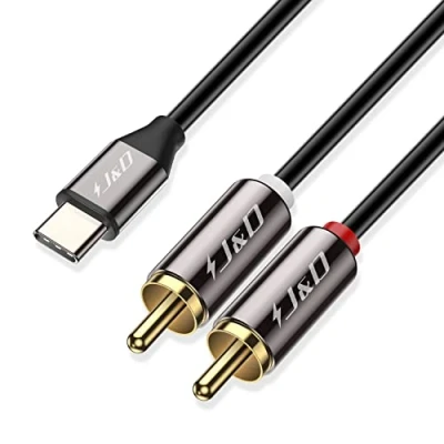 Image of J&amp;D USB C to RCA Audio Cable, Type Male 2 Stereo Converter Y Splitter Cable for Tablet Laptop,Google Pixel 6/7/8 MacBook Pro iPhone 15/15 Plus/15 Pro/15 Max, 1 Meter