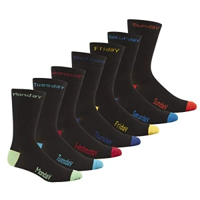 Image of Pierre Roche Mens Novelty Socks 7 Pairs Pack Multipack Days Of The Week Coloured