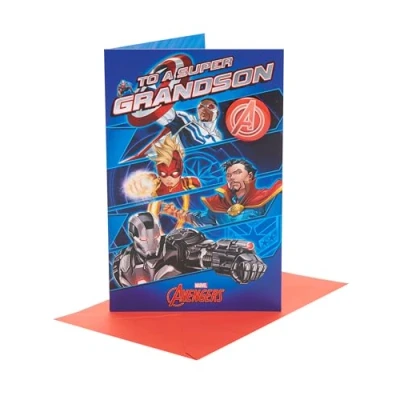 Image of Marvel The Avengers Birthday Card for Grandson Hero Design