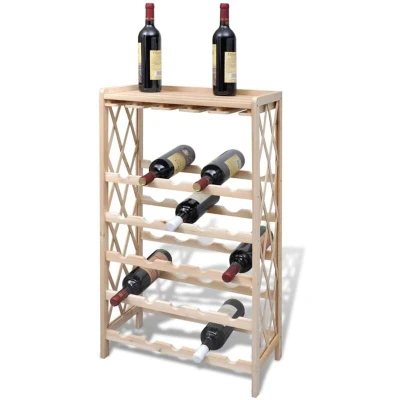 Image of vidaXL Wine Rack for 25 Bottles Solid Fir Wood