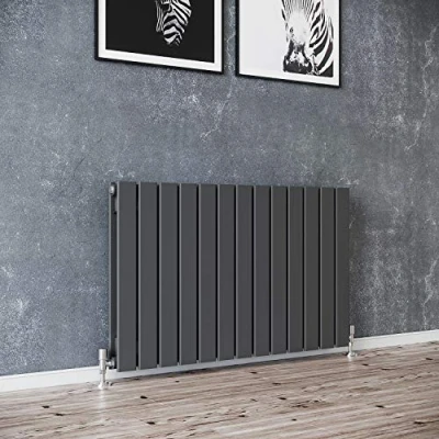 Image of ELEGANT 600x988mm Radiators Flat Panel Horizontal Anthracite Double Radiator Modern Central Heating, Wall Mounted/Up Standing Urban Slimline Column for Bathroom/Kitchen/Living Room