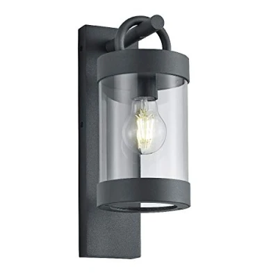 Image of Britalia Anthracite Grey Outdoor Vintage Down Lantern Wall Light with Integrated Dusk Til Dawn Photocell Sensor 1 x E27 Lamp Bulb Required (Not Included) IP44 Exterior Rated Garden &amp; Patio