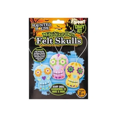 Image of PMS 979081 Make Your Own Multicolor Felt Skull Decorations Craft Kit (1 Set) DIY Activity, Perfect for Family Fun, Halloween, Dia de Los Muertos Celebrations, &amp; Gift