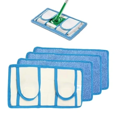 Image of FDKJOK Reusable Mop Pads for Flash Speedmop, 4 PCS Microfiber Refills Wet Dry Washable Head Replacement Any Floor Types(Blue)
