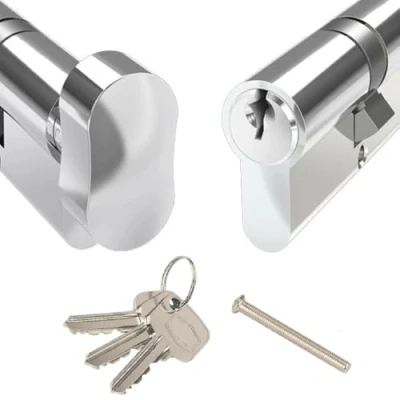 Image of Door Lock with Keys Thumb Turn Euro Cylinder Barrel 6 Pin Anti Drill and Pick (Chrome, 40/40)